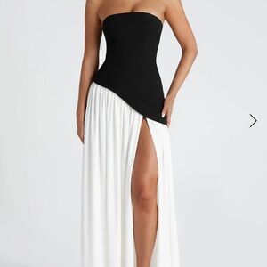 Strapless Asymmetrical Hem Maxi Dress